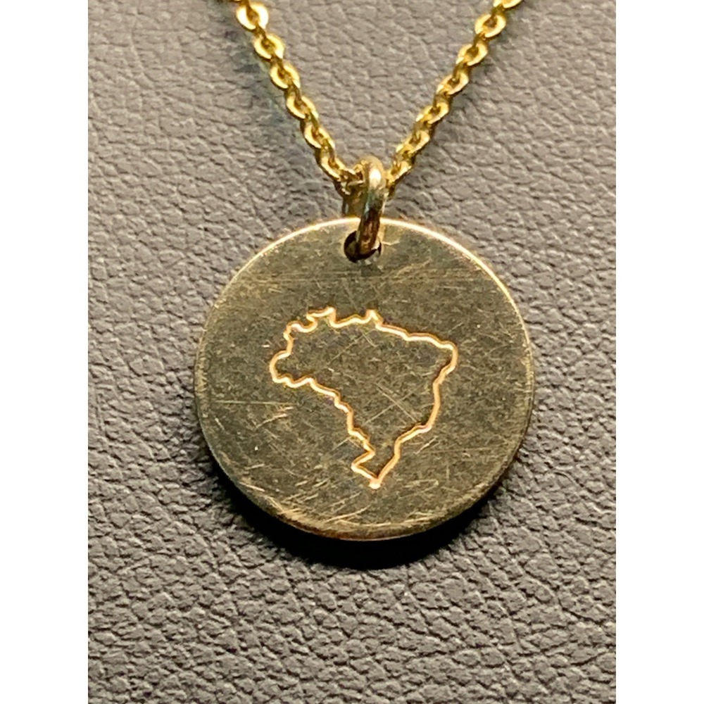 Brazil Map Pendant Necklace Gold Filled 17 Inch Travel Jewelry
